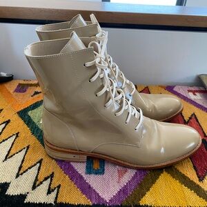 Freda Salvador Patent Leather Lace Up Boots